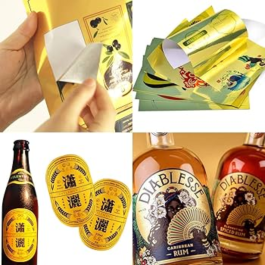 Adesivo Metalizado Dourado Cromado 50cm Largura 4x0 cores Impressão Solvente Premium Meio Corte 