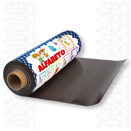 Manta magnética adesivada Manta magnética 08 Largura 60cm 4x0 Impressão Solvente Adesivo laminado 