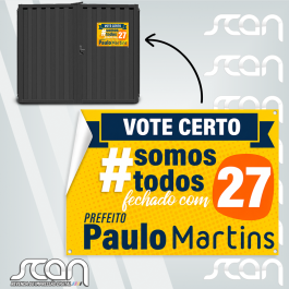 Placa de Residência para Eleição Papel Fotográfico Sintético 48x36 4x0 Impressão Solvente Refile + Furo 