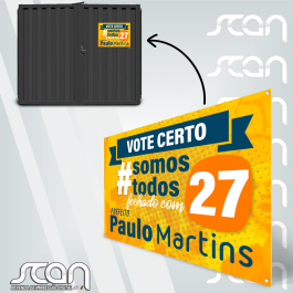 Placa de Residência para Eleição Papel Fotográfico Sintético 48x35 4x0 Impressão Solvente Refile + Furo 