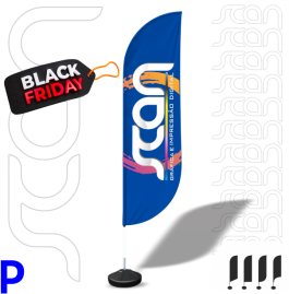 Wind Banner Estrutura Alumínio -P 190x65cm - P  Tecido Tactel Com Base Tecido 1.55m. Confira o gabarito antes de enviar sua arte.