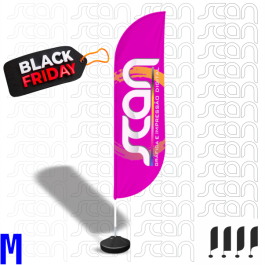 Wind Banner Estrutura Alumínio -M 235x65cm - M  Tecido Tactel Com Base Tecido 2.00m. Confira o gabarito antes de enviar sua arte.