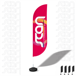 Wind Banner Estrutura Alumínio - G 290x65cm - G  Tecido Tactel Com Base Tecido 2.50m. Confira o gabarito antes de enviar sua arte.