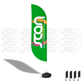 Wind Banner Estrutura Alumínio -GG 360x65cm - GG  Tecido Tactel Com Base Tecido 2.90m. Confira o gabarito antes de enviar sua arte.